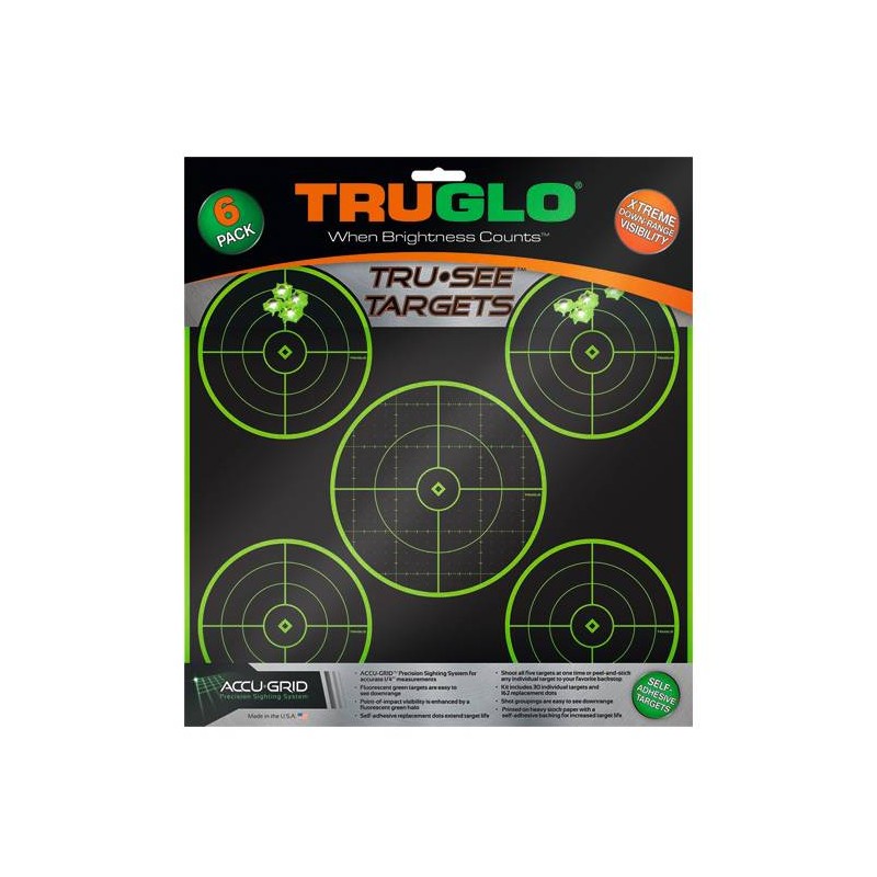 6 Fogli di bersagli Truglo Tru See Target 6 Fogli di bersagli Truglo Tru See Target