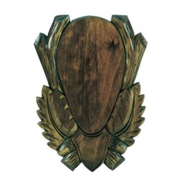 Scudetto per capriolo intagliato con foglie e ghiande in tiglio