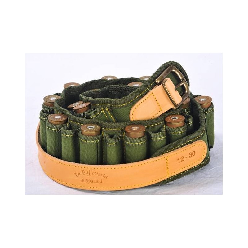 Cartuccera fucile in canvas verde foderata 30 celle Buffetteria Cartuccera fucile in canvas verde foderata 30 celle Buffetteria
