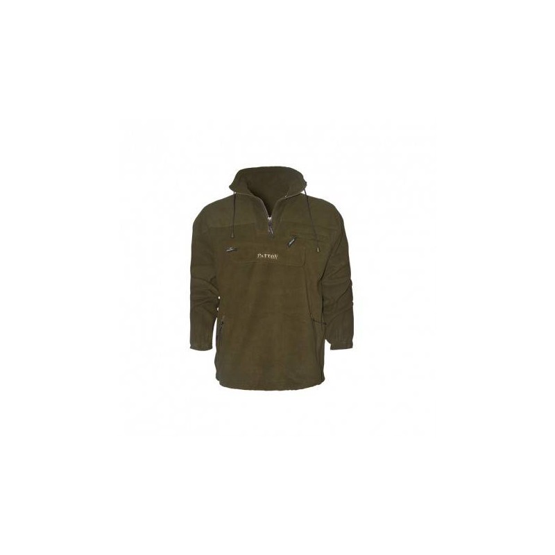 Felpa Patton in pile 1/2 zip con marsupio verde Felpa Patton in pile 1/2 zip con marsupio verde