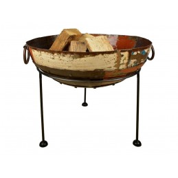 Braciere in acciaio con inserti ribattutti reciclati