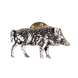 Spilla in peltro raffigurante cinghiale in piedi