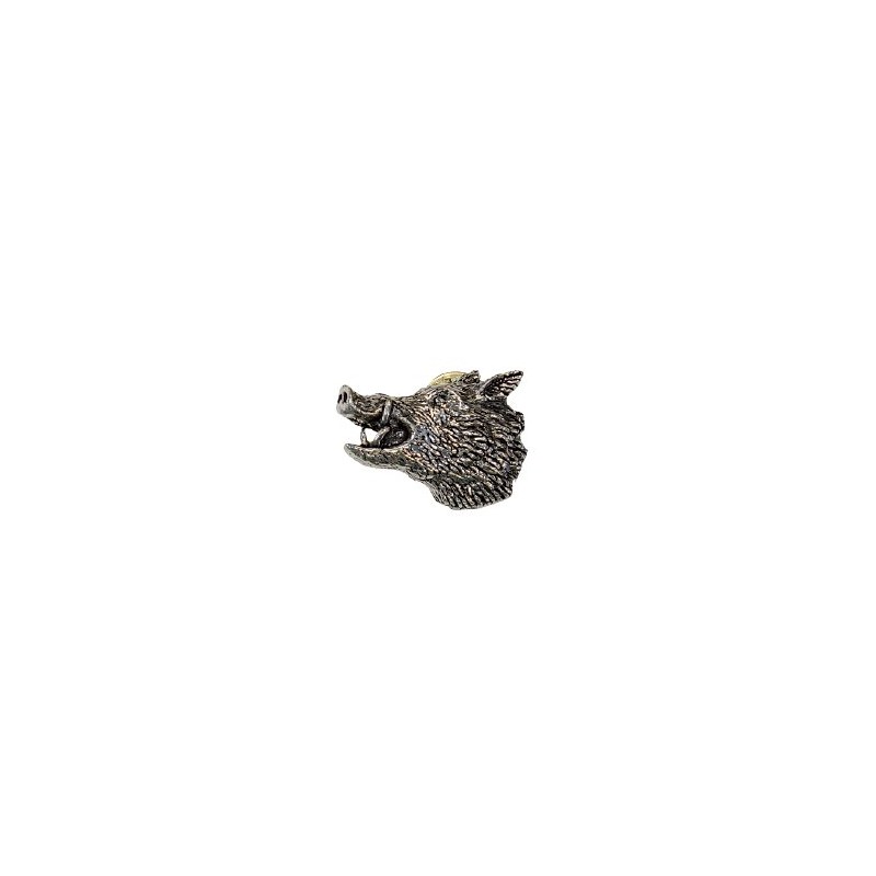 Spilla in peltro raffigurante testa di cinghiale