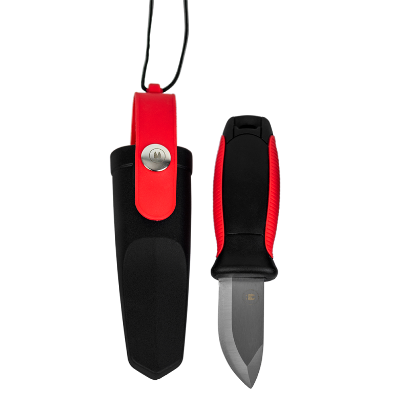 Coltello Alces Jakt- och fiskekniv, kort, röd/svart