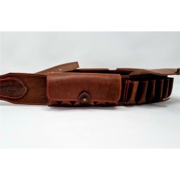 Cartuccera per fucile in cuoio marrone 24 celle coperte 271