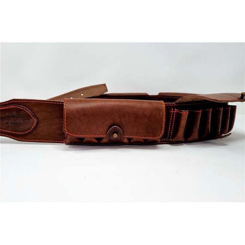 Cartuccera per fucile in cuoio marrone 24 celle coperte 271