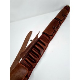 Cartuccera per fucile in cuoio marrone 24 celle coperte 271