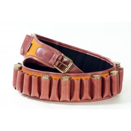 Cartuccera fucile in cordura arancio 30 celle cuoio Buffetteria