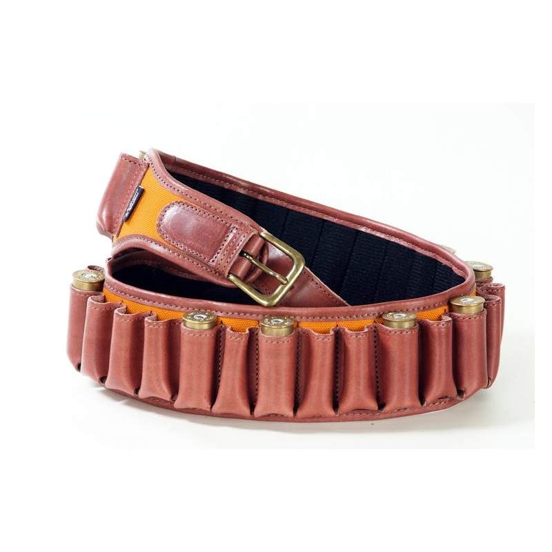 Cartuccera fucile in cordura arancio 30 celle cuoio Buffetteria Cartuccera fucile in cordura arancio 30 celle cuoio Buffetteria
