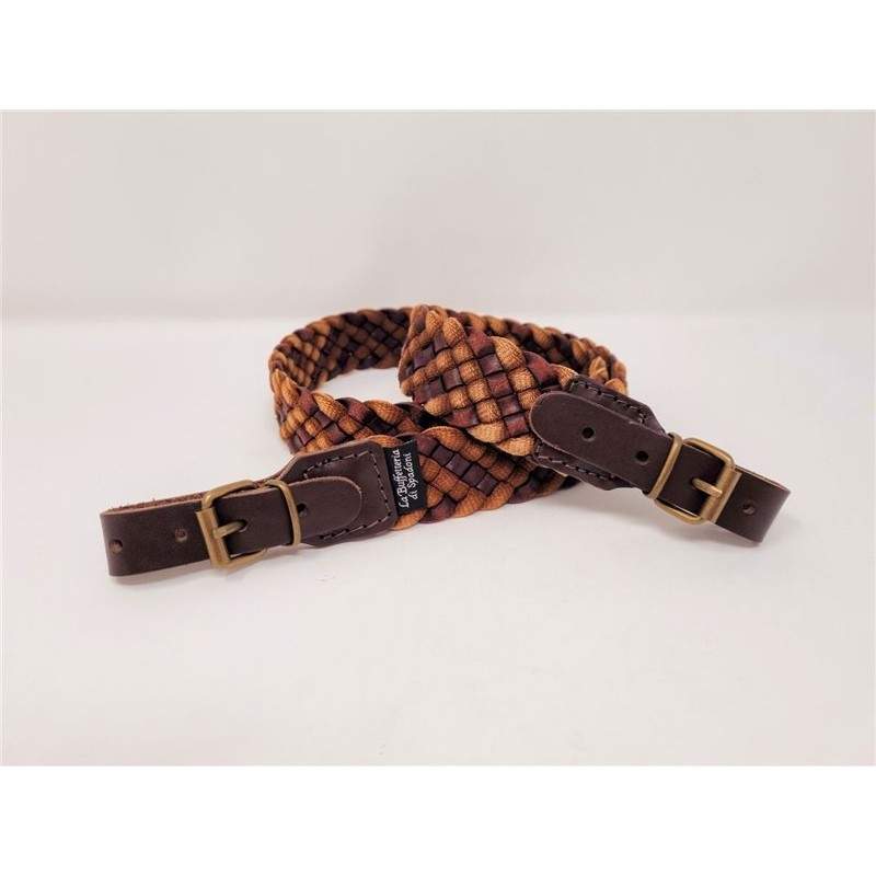 Cinghia per fucile in cuoio e tessuto incrociati