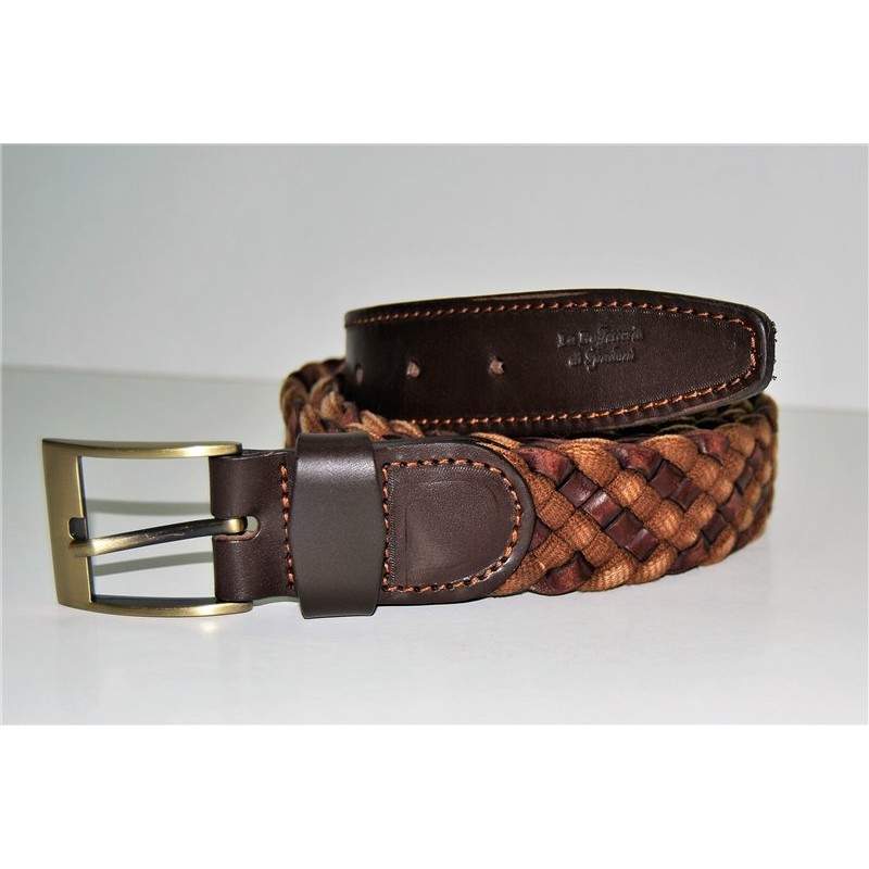 Cintura pantalone cuoio e cotone intrecciato