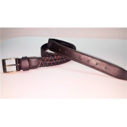 Cintura pantalone cuoio bicolore intrecciato elastica Cintura pantalone cuoio bicolore intrecciato elastica