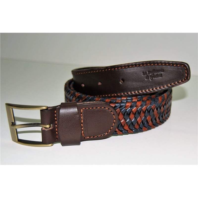 Cintura pantalone cuoio bicolore intrecciato elastica Cintura pantalone cuoio bicolore intrecciato elastica