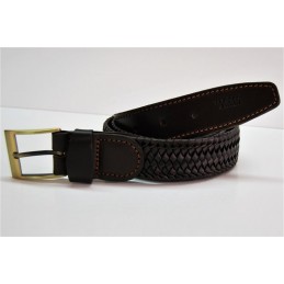 Cintura pantalone cuoio bicolore intrecciato elastica