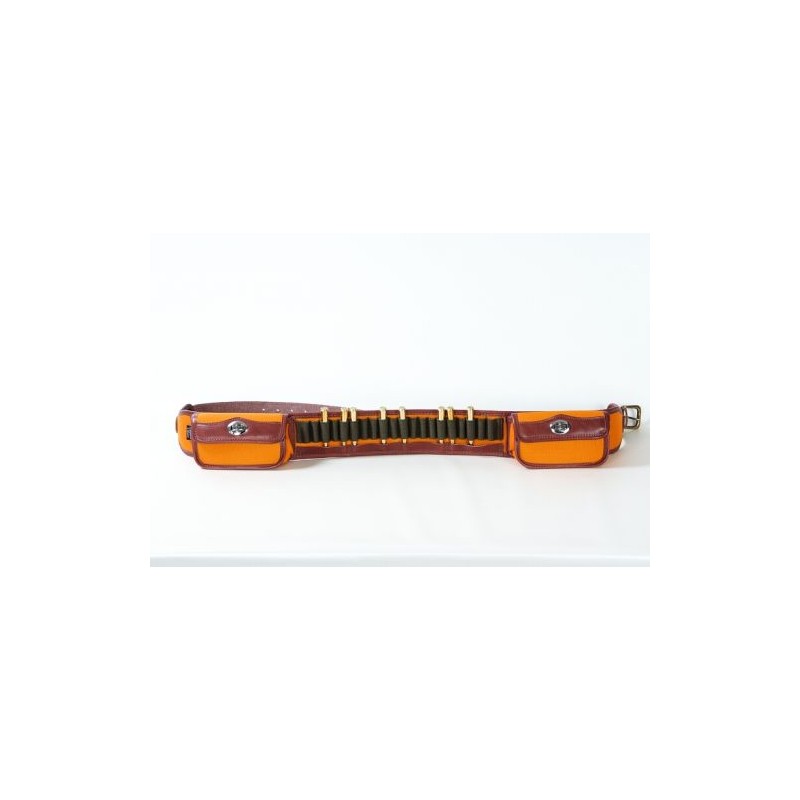 Cartuccera carabina in cordura arancione 20 celle 2 tasche