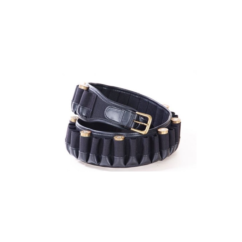 Cartuccera fucile in cordura nera e cuoio 30 celle Buffetteria Cartuccera fucile in cordura nera e cuoio 30 celle Buffetteria