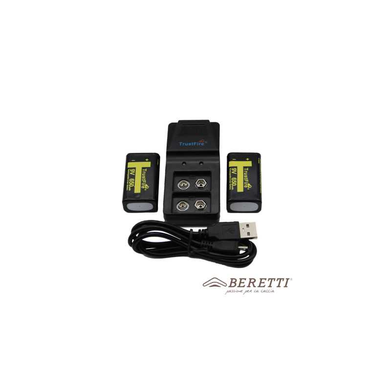 Beretti Kit 2 Batterie 9V al litio e caricabatteria Beretti Kit 2 Batterie 9V al litio e caricabatteria
